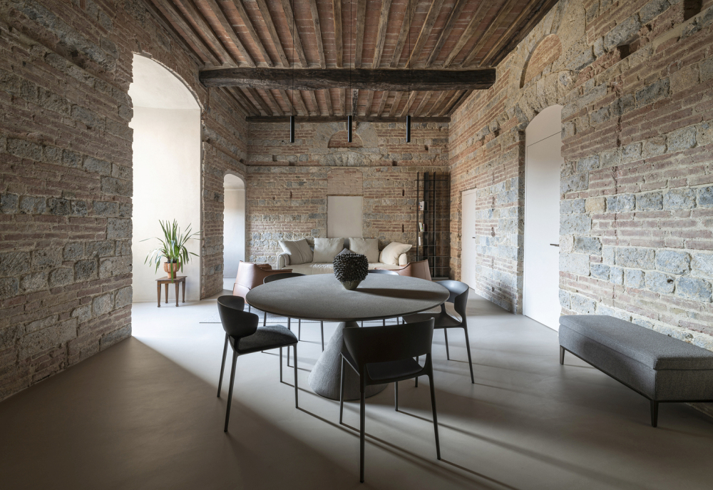 Minimalist Home Inside a Medieval Tower in Siena sofa