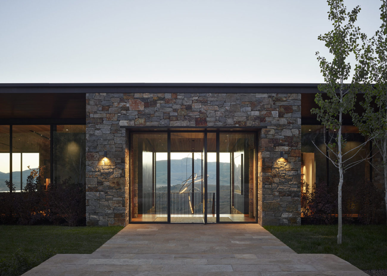 Skyview residence Jackson Wyoming glass entrance