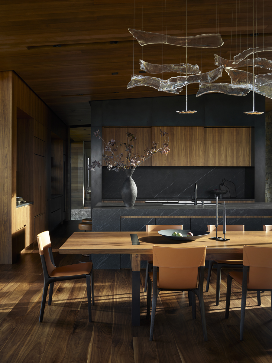 Skyview residence Jackson Wyoming kitchen black accents