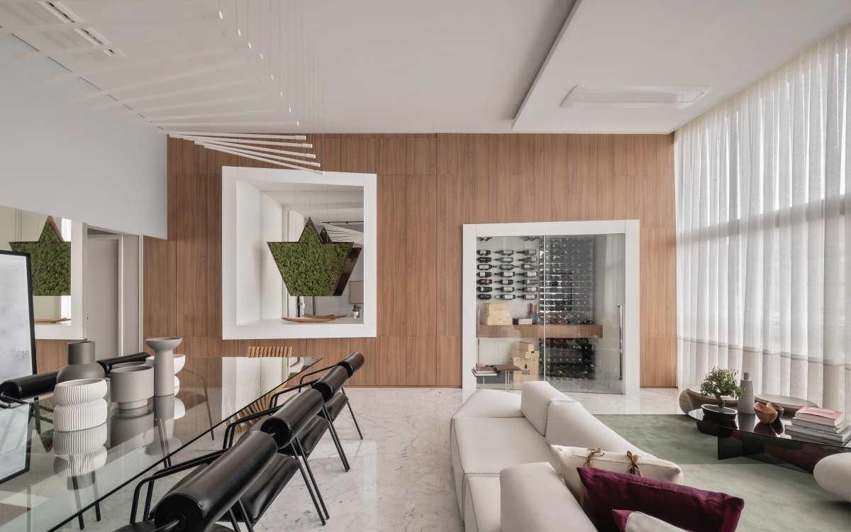 A 350 sqm Duplex Blends Comfort and Clean Design living sofa open spice wine room